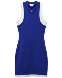 Versace - Embroidered-Logo Stretch Cotton-Jersey Mini Dress - Lyst
