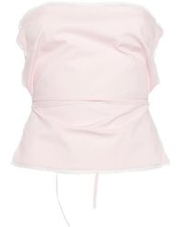 MSGM - Lace-Trim Tie-Fastening Top - Lyst
