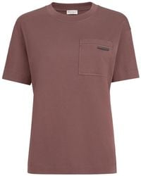 Brunello Cucinelli - Cotton Jersey T-Shirt With Shiny Tab - Lyst