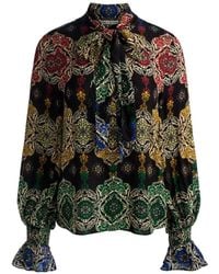 Alice + Olivia - Lloyd Paisley-Print Tie-Neck Blouse - Lyst