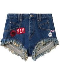 Isabel Marant - Eneidala Denim Shorts With Patches And Frayed Edges - Lyst