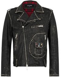 DSquared² - Gefütterte Jacke Mit Nieten - Lyst