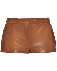Prada - Low-rise Nappa-leather Shorts - Lyst
