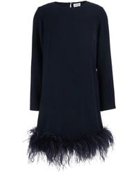 P.A.R.O.S.H. - Feather-Trim Bow-Detail Mini Dress - Lyst
