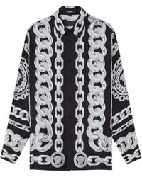 Versace - ブラック メドゥーサ チェーン シルク シャツ - Lyst