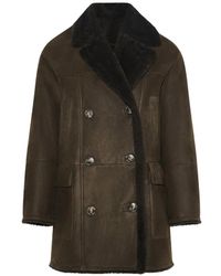 Yves Salomon - Double-Breasted Shearling Pea Coat - Lyst