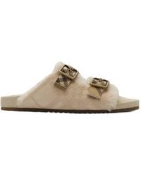 Burberry - Urchin Sandalen Mit Shearling - Lyst