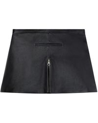 Courreges - Leren Mini-Rok Met Rits - Lyst