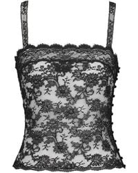 Saint Laurent - Logo-Strap Lace Top - Lyst