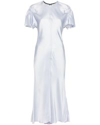 Victoria Beckham - Gathered-detail Fluted Midi Dress - Lyst