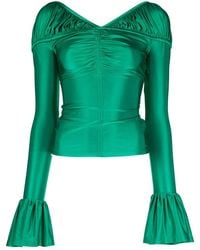 Rabanne - Flounce-Sleeved Draped Top - Lyst