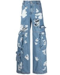 Gcds - Distressed Wide-Leg Jeans - Lyst
