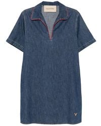 Valentino Garavani - Vlogo Contrast-Trim Mini Dress - Lyst