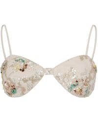 Hui Milano - Sequin-Embellished Floral-Patch Top - Lyst