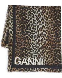 Ganni - Scarf With Animal Print - Lyst