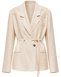 Blugirl Blumarine - Lace-Embellished Belted Blazer - Lyst