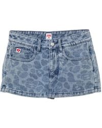AAPE BY A BATHING AP - All-Over Logo-Print Denim Shorts - Lyst