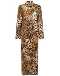 Roberto Cavalli - Robe Imprimée Léopard À Col Montant - Lyst