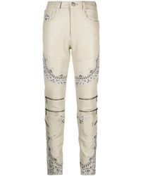 Philipp Plein - Bandana-Panelling Skinny Leather Trousers - Lyst