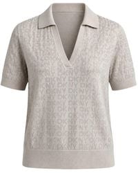 DKNY - Logo-Jacquard Polo-Collar V-Neck T-Shirt - Lyst