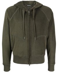 Tom Ford - Raglan Sleeves Zipped Cotton Hoodie - Lyst