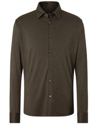 ZEGNA - Dark Cashmere And Silk Shirt - Lyst