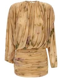 Magda Butrym - Floral-Print Draped Mini Dress - Lyst