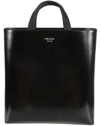 Prada - Handle Leather Tote Bag - Lyst