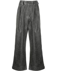VAQUERA - Belted Suede Wide-leg Trousers - Lyst