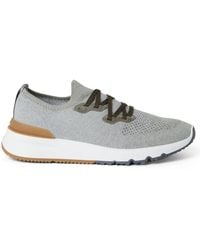 Brunello Cucinelli - Logo-print Cotton-blend Sneakers - Lyst