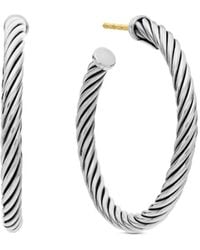 David Yurman - Sterling Cable Hoop Earrings - Lyst