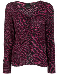 Pinko - Logo-Print Long-Sleeve Blouse - Lyst
