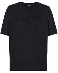 Balmain - T-shirt en coton à logo brodé - Lyst