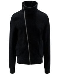 Rick Owens - Asymmetric-Zip Funnel-Neck Sweater - Lyst