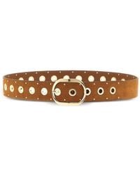 Pinko - Studded Cut-Out Leather Belt - Lyst