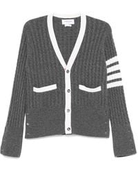 Thom Browne - 4 Bar Stripe Cardigan Mit Zopfmuster - Lyst