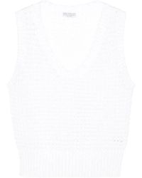 Brunello Cucinelli - スパンコール オープンニット トップ - Lyst