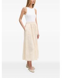 Benetton - Floral-Embroidered Sleeveless Midi Dress - Lyst
