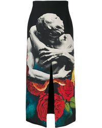 Valentino Galaxy Kiss Print Maxi Skirt - Black
