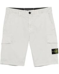 Stone Island - L100018 Organic Cotton Stretch Broken Twill 'Old' Effect Shorts - Lyst