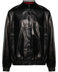 Gucci - Logo-embroidered Leather Bomber Jacket - Lyst