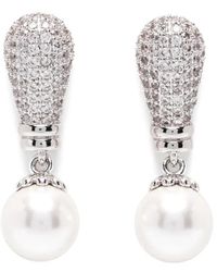 Self-Portrait - Drio Crystal-Embellished Pearl-Drop Earrings - Lyst