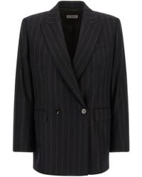 Alberto Biani - Blazer Croisé À Fines Rayures - Lyst