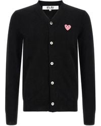 COMME DES GARÇONS PLAY - V-Neck Logo-Patch Cardigan - Lyst