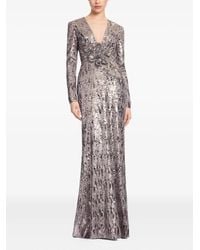 Elie Saab - Sequin-Embellished V-Neck Maxi Dress - Lyst
