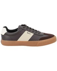 BOSS - Leather-Trim Trainers - Lyst