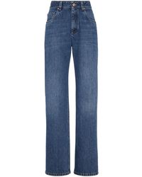 Brunello Cucinelli - Vaqueros rectos con parche del logo - Lyst