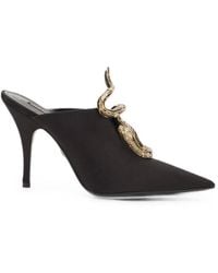 Roberto Cavalli - Snake-Embellished Pointed-Toe Mules - Lyst