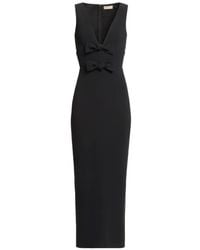 Elie Saab - Abito Midi Con Scollo A V E Fiocco - Lyst