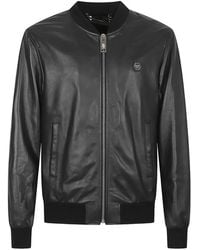 Philipp Plein - Leren Bomberjack - Lyst